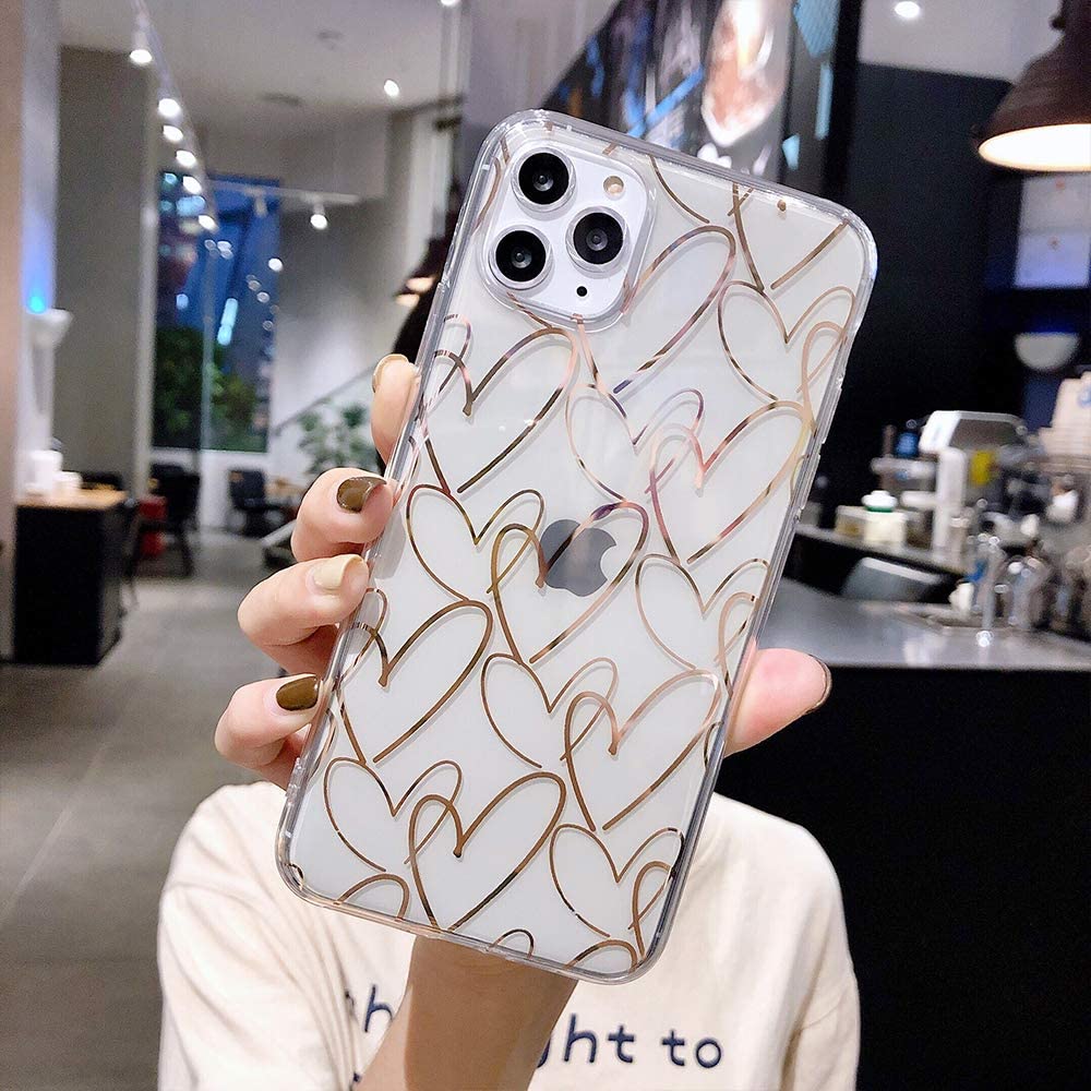 Saytay Compatible With Iphone 11 Pro Max Case With Rose Gold Heart Pattern For Women Girls Glitter Clear Soft Flexible Durable Slim Tpu Cases For Iphone 11 Pro Max Walmart Com