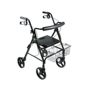 Drive Medical DLite Lightweight Walker Rollator with 8" Wheels and Loop Brakes, Midnight Black