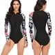 thumbnail image 5 of Traje de neopreno para mujer, manga larga, protección solar, cremallera frontal, color negro, para buceo, natación y surf, talla XXL, 5 of 12