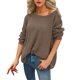 thumbnail image 1 of Gibobby Suéter casual mujer, Suéter ligero de manga larga con cuello redondo para mujer(Marrón,M), 1 of 5