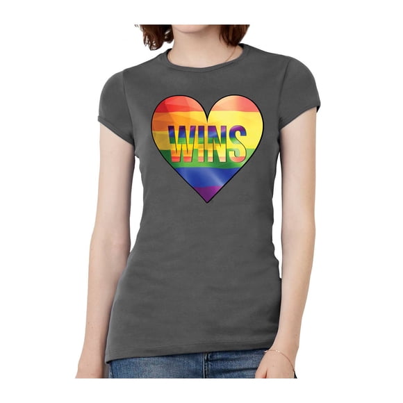 Womens Love Wins Banner Short-Sleeve T-Shirt - Slate - Large