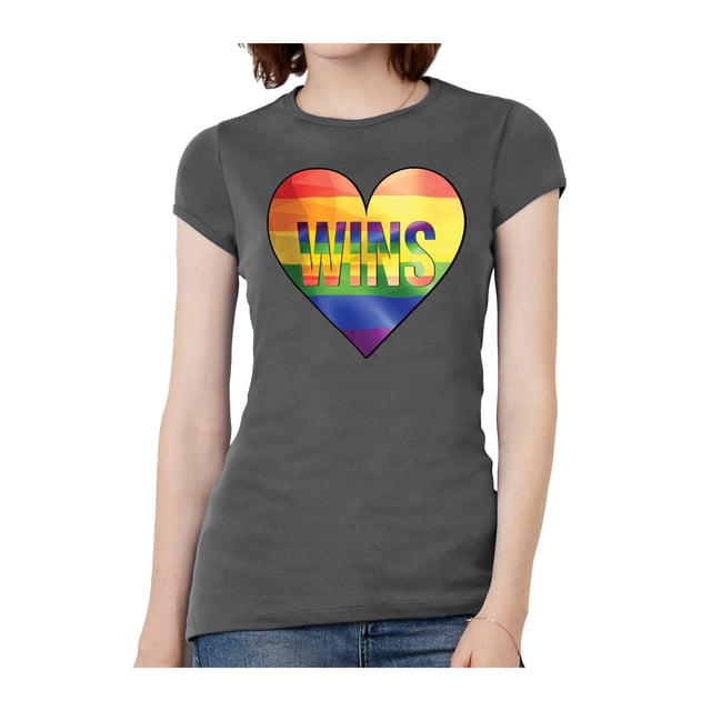 Womens Love Wins Banner Short-Sleeve T-Shirt - Slate - Small