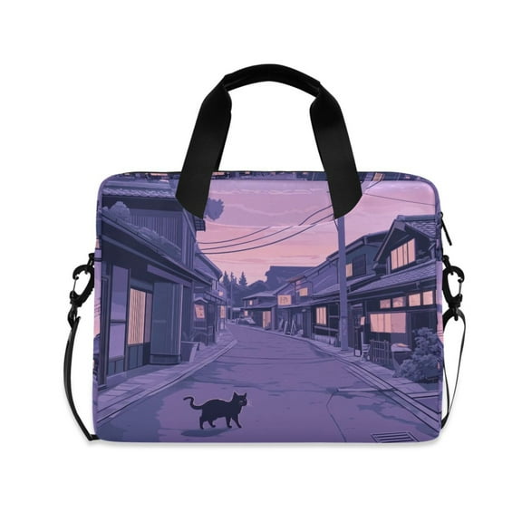 FORMRS 16" Laptop Sleeve Bag Carrying Case with Handle Travel Shoulder Briefcase, Black Cat Walking