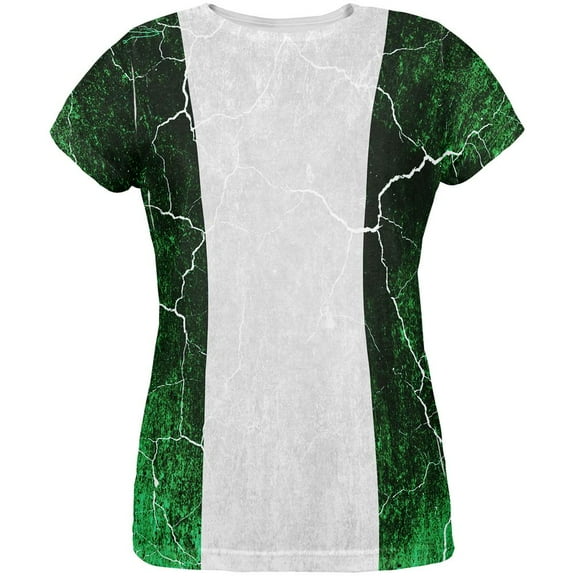 Distressed Grunge Flag of Nigeria All Over Womens T Shirt