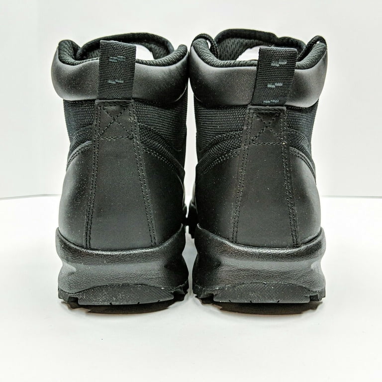 NIKE ACG Manoa Boot Mens Sz 9.5 Black Monochrome Leather Water Resistant Outdoor Nike Mens Manoa Boot Size 9.5 Color Black - Walmart.com main image 4