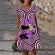thumbnail image 3 of Vestido de manga corta con cuello en V, informal, bohemio, holgado, elegante, de verano, con estampado 3D de Disney, Minnie y Mickey Mouse, 3 of 5
