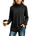 thumbnail image 4 of LUGOGNE Girls Tshirt Turtleneck Long Sleeve Thermal Undershirt Soft Comfortable Fall Winter Basic Tops Black,2-3 Years, 4 of 6