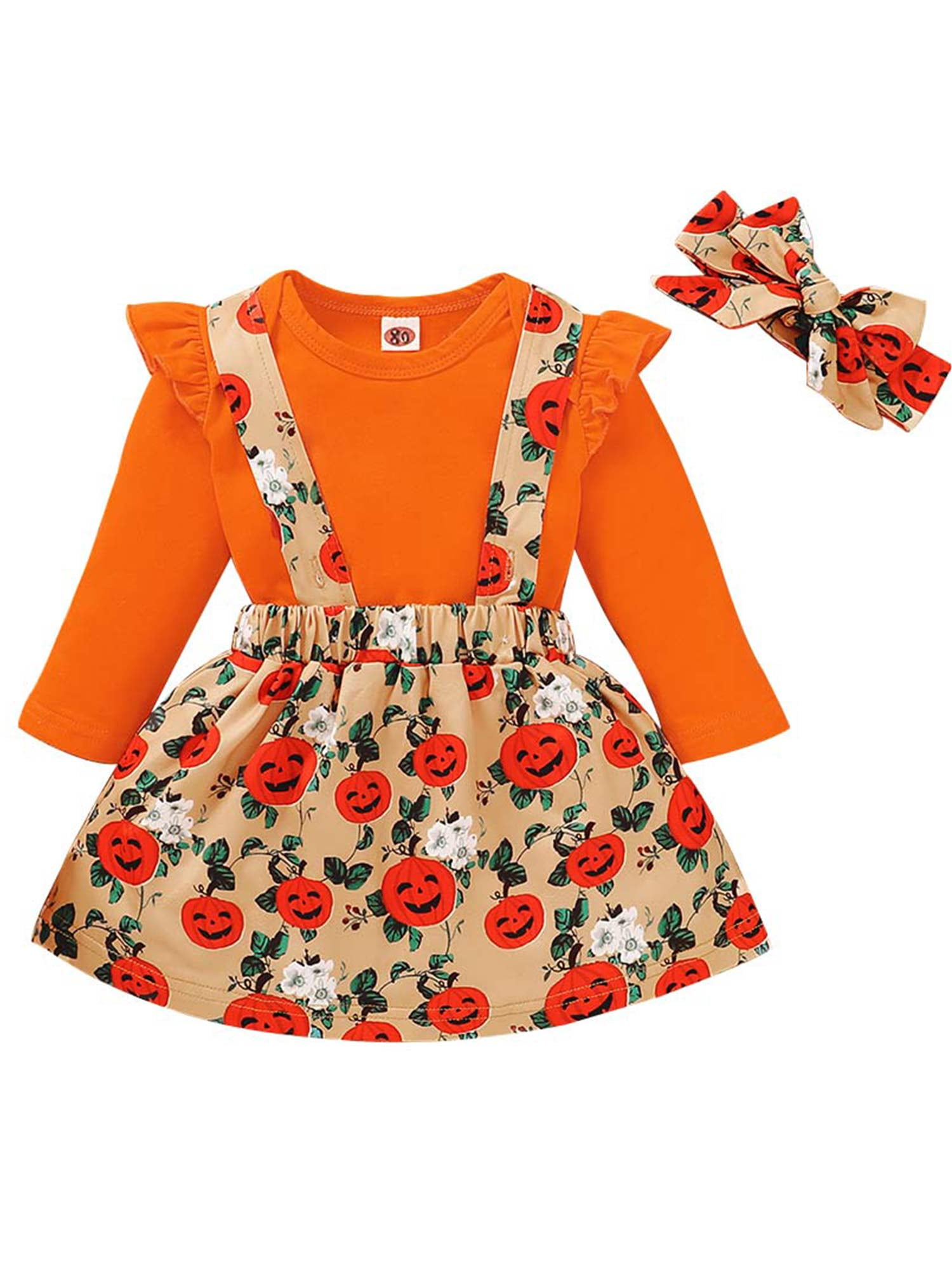 PBaeM Newborn Baby Girls Halloween Costumes Pumpkin Long Sleeve Round ...