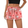 thumbnail image 3 of Womens Pajama Shorts Heart Print Flannel Bottoms Drawstring Waist Lounge Casual Comfy Spring Sleep Shorts XL Polyester, 3 of 3