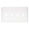 Brainerd 126432 White Stamped Metal Quad Switch Plate Cover