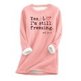 thumbnail image 2 of Sakmal Womens Tops Plus Size Long Sleeve Crew Neck Quotes Fleece Tunic Plus Size Ladies Shirts, 2 of 5
