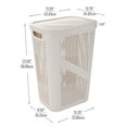 thumbnail image 4 of Mind Reader 60L Slim Laundry Hamper, Clothes Basket, Lid, Ventilated, Plastic, Set of 2, Ivory, 4 of 10