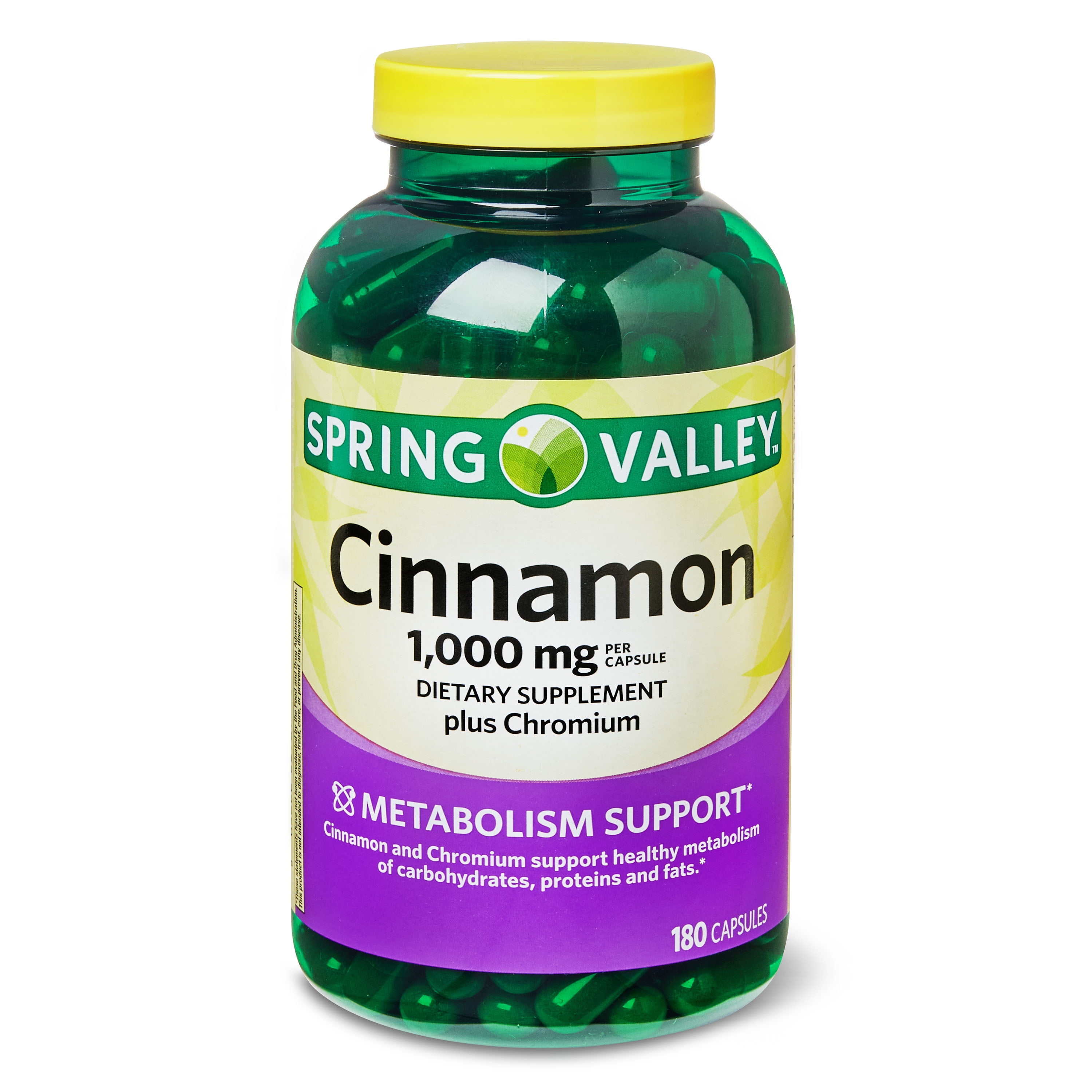 Spring Valley Cinnamon Plus Chromium Capsules, 1000 mg, 180 Count