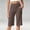 Brown, variant on Women's High Waisted Shorts, Cross Waist V Waistband capris for women with pockets Knee Length Bermuda Shorts Stretchy Fabric for Workout Gym Running Yoga Daily Wear, Beige L