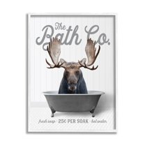 Stupell Industries Moose in Tub Animals & Insects Painting White Framed Art Print Wall Art, 16 x 20