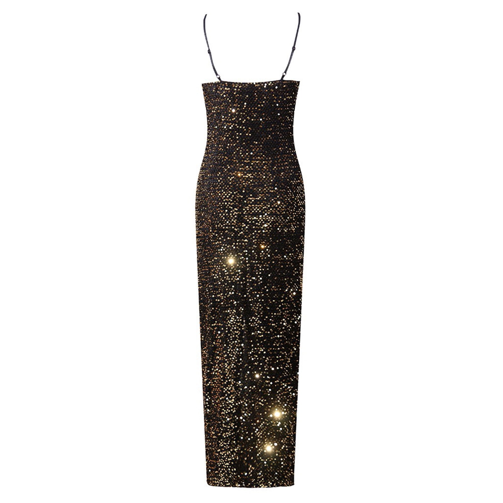bnaln Women's Dresses Sexy V Neck Sleeveless Bodycon Sequin Prom Dresses  Casual Maxi High Slit Cocktail Party Dress Elegant Spaghetti Strap Long  Dress Going Out Beach Beach Outfits - Walmart.com