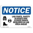 thumbnail image 1 of SignMission OS-NS-D-35-L-13913 OSHA Notice Sign - Lab Coats, Safety Glasses & Closed Shoes with Symbol, 1 of 4