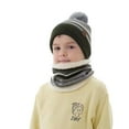 thumbnail image 2 of KYAIGUO Kids Boys Girls Winter Hat Scarf Gloves Set 4-7Years Old Warm Knit Beanie Cap Circle Scarf Mitten with Fleece Lining 3Pcs, 2 of 7
