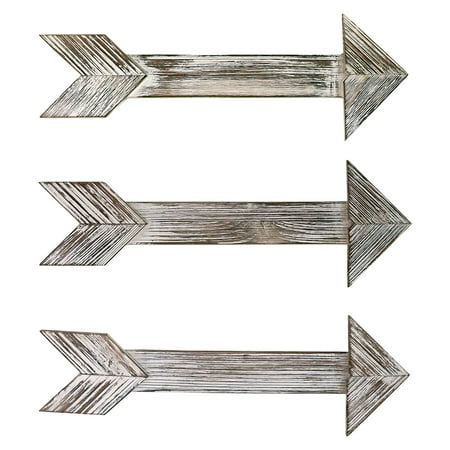 Decorative Bathroom Signs Barnyard Designs Rustic Farmhouse Wooden Arrow Wall Decor - Set of 3 Decorative Wood Arrows Sign - Home Decor 17” x 6” ()