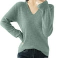 thumbnail image 2 of Women's Soft Lightweight V Neck Sweater Long Sleeve Pullover for Fall Everyday Casual Comfortable Knit Tops for Women Trendy 2025, 2 of 7