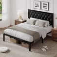 thumbnail image 7 of Lifezone Bed Frame with Upholstered Headboard, Queen, Metal Support, No Box Spring Needed, Modern Black, 7 of 7