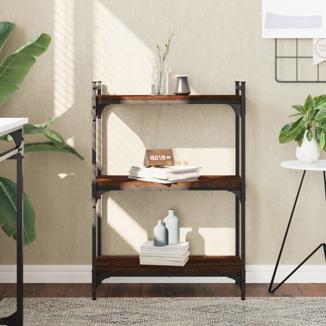 vidaXL Adult 3-Tier Standing Bookcase and Display Rack Brown Oak 60x30x86 cm Engineered Wood