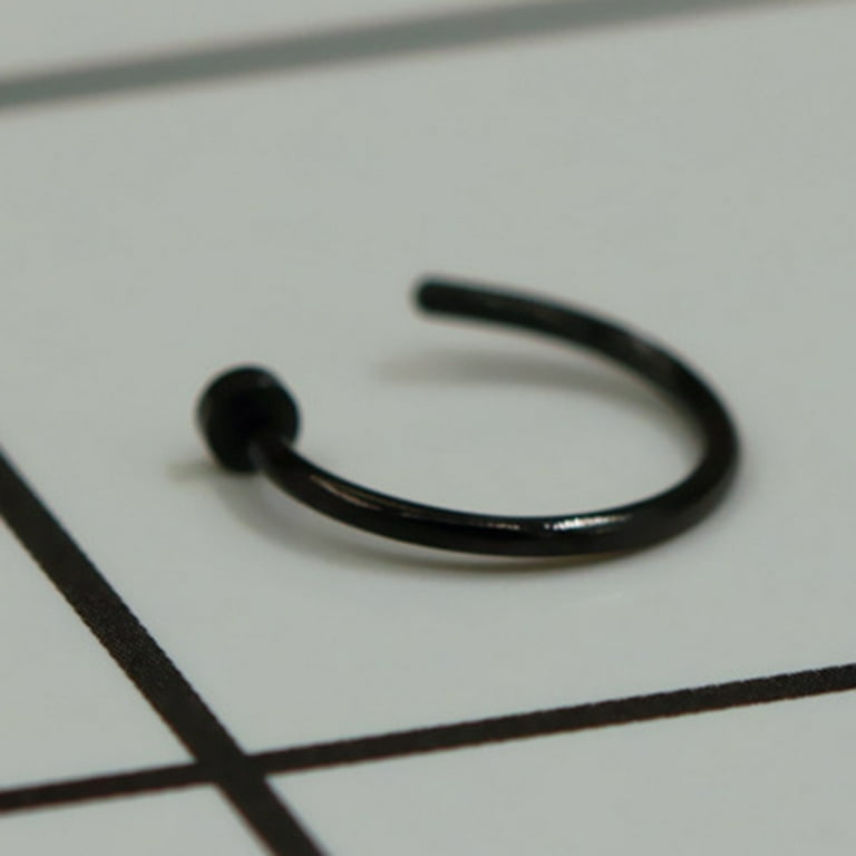 Men Women Stainless Steel Nostril Nose Hoop Ring Clip Body