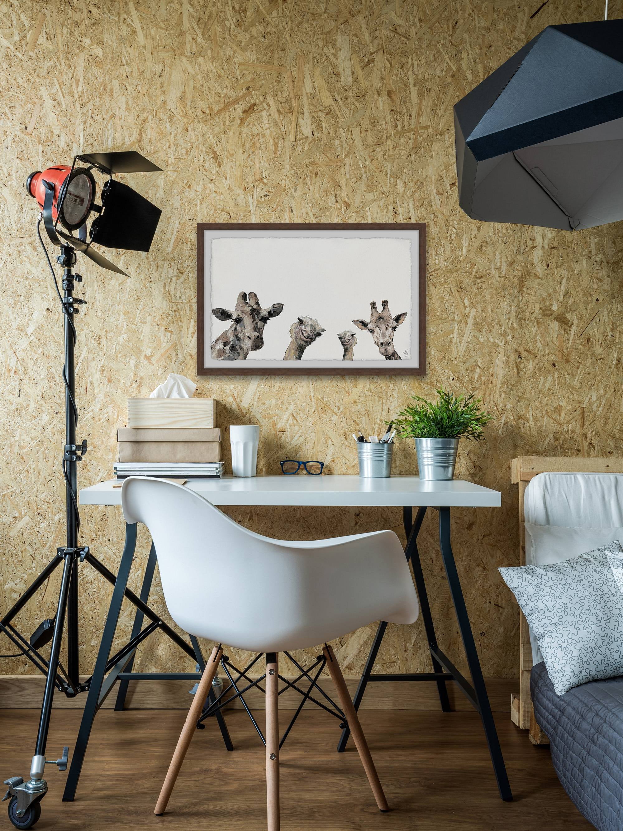 Marmont Hill Giraffes and Ostriches Framed Wall Art