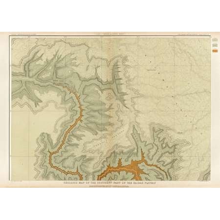 Geologic Map - Grand Canyon - Geologic Map of The Southern Part of The Kaibab Plateau Poster Print by Clarence Dutton