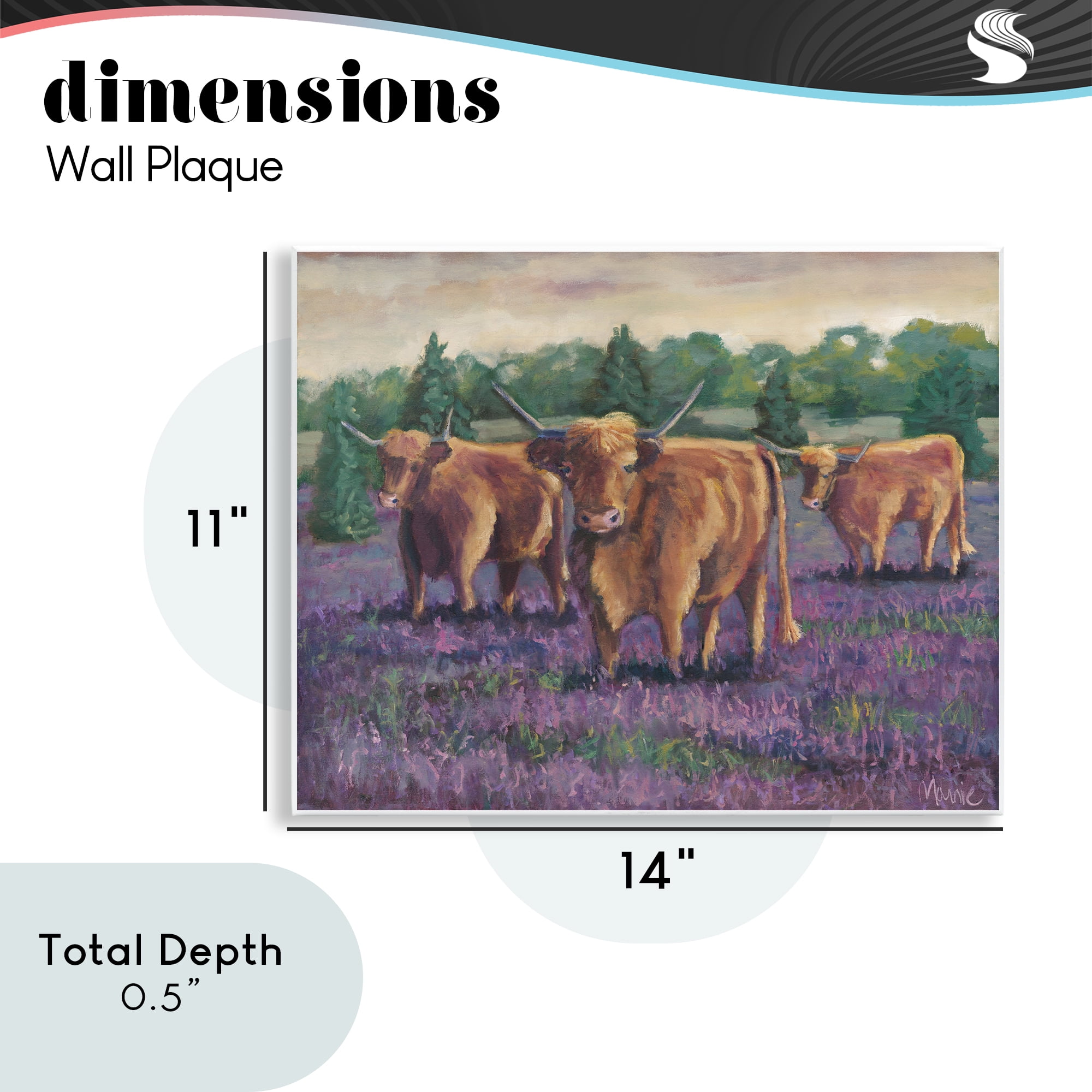 Purple Fields & Cows Wall Plaque Art, design by Marnie Bourque