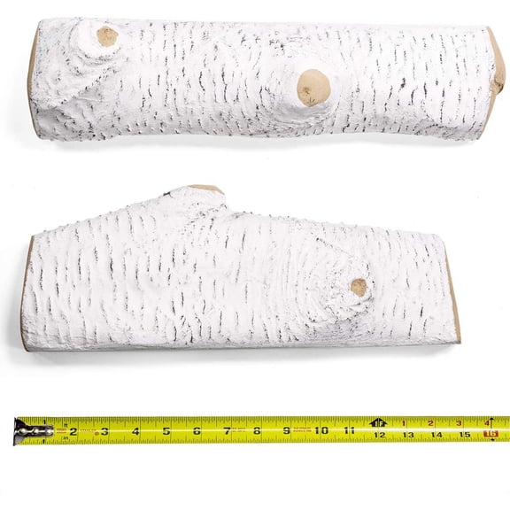 6Pc Ceramic Log Set Birch Wood Style w/Stackable Gas Heat Resistant Outdoor Indoor Fireplace Fire Wood Fake Realistic