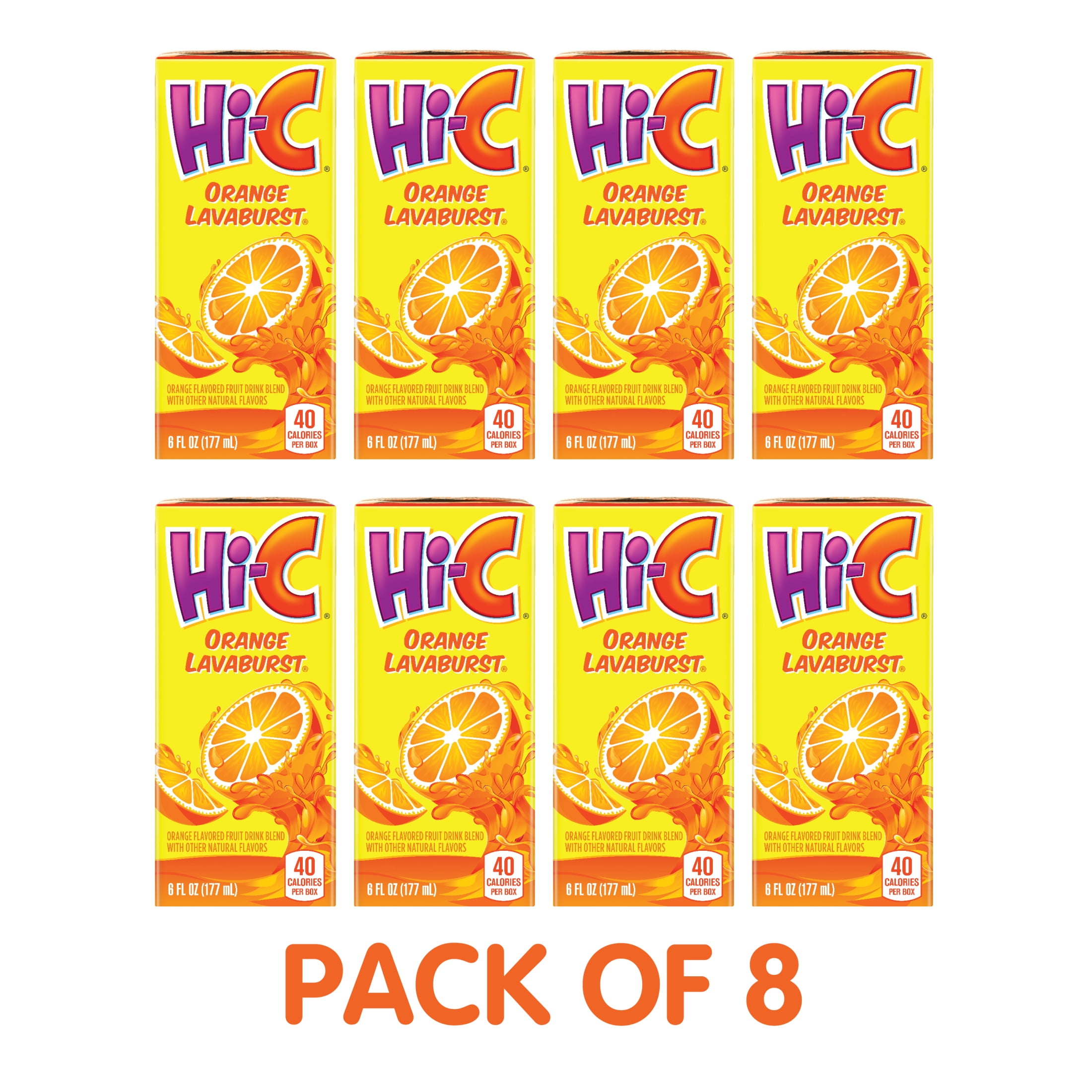 (5 pack) Hi-C Orange Lavaburst Juice Drink Cartons, 6 fl oz, 8 Pack