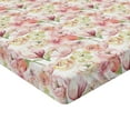 thumbnail image 4 of Ambesonne Floral Fitted Sheet, Retro Art Nostalgia Floral, Twin Size, Ivory Rose Pale Green, 4 of 5