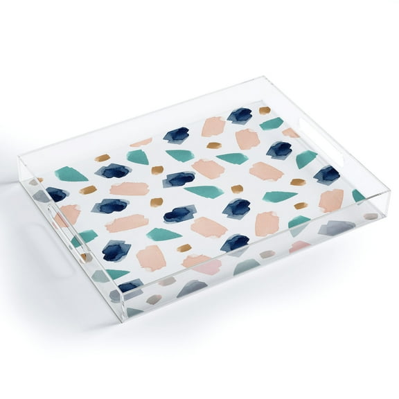 Society6 Summer Sun Home Art Turquoise Navy Pink Gold Medium Acrylic Tray
