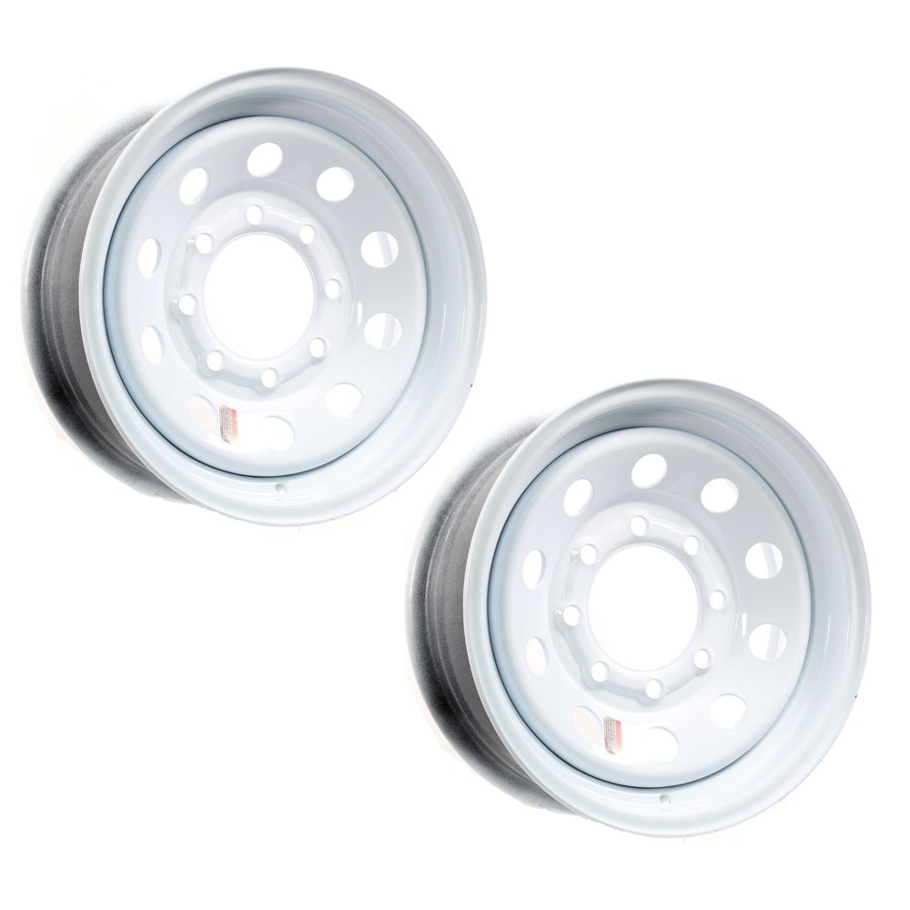 Two Heavy Duty Equipment Trailer Rims Wheels 16 in. 16X6 8H White