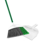 Libman Extra Large Precision Angle Broom with Green Steel Handle and Clean Fibers Dustpan