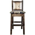 thumbnail image 2 of Homestead Collection Counter Height Barstool w/ Back - Woodland Upholstery, Stain & Lacquer Finish, 2 of 5
