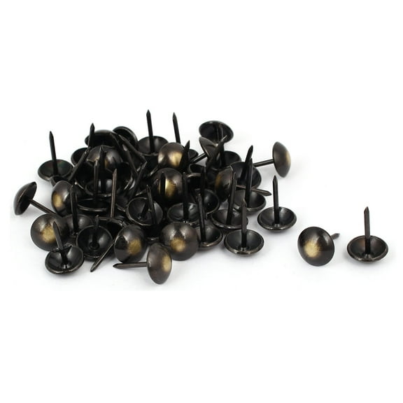 Uxcell 7/16" Head Dia 17mm Height Upholstery Tack Nail Push Pin Black Bronze Tone 50pcs