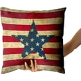 thumbnail image 5 of Vintage American Flag Patriotic Pillow Covers Set of&nbsp; Red Stripe Blue Star Pillow Covers 4th of July Pillow Covers Home Decorative Soft Cushion Case for Bed Sofa Couch 18x18 Inch, 5 of 6