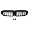 thumbnail image 1 of Astra Depot Front Hood Insert Glossy Black M Color Kidney Grille For BMW 3 Series 330i G20 330e G21 (Double Line), 1 of 9