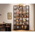 thumbnail image 6 of Casaottima Corner Bookshelf 7 Tier, 76 Inches Reversible Book Shelf for Living Room, Industrial Wooden Bookcase with Open Shelves and Metal Frame for Bedroom, Home Office, Kitchen, Vintage, 6 of 8
