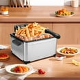 thumbnail image 4 of 1800W 5 Liters/21 Cups Large Electric Deep Fryer with 3 Frying Baskets for Home Use, Adjustable Temperature,View Window Lid,Countertop Stainless Steel Body Deep Fryer Pot,Perfect for Kitchen, Fry Fish, 4 of 5