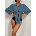 thumbnail image 4 of Bsubseach Fashion Polyester Swiss Dot Button Down Shirt Dress Swimwear Cover-Ups, One Size, 4 of 7