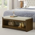thumbnail image 2 of GZXS 47 Inch Rectangular Upholstered Storage Bench, Padded Bench with Wood Shelf and Removable Seating Cushion - Accent End of Bed Bench for Bedroom, Entryway, Living Room (Beige), 2 of 7