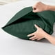 thumbnail image 2 of Fundas de almohada, transpirables, suaves como el terciopelo, de longitud completa, color sólido, juego de fundas de almohada con bolsillo - Verde militar, 2 of 6