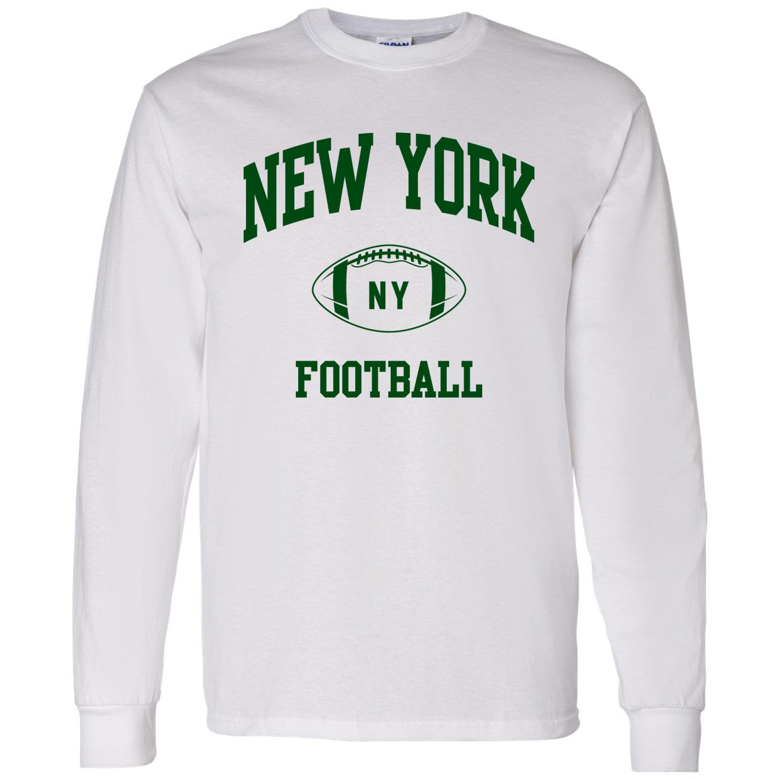 New York Classic Football Arch American Football Team Long Sleeve T Shirt -  2X-Large - White/Forest Print 