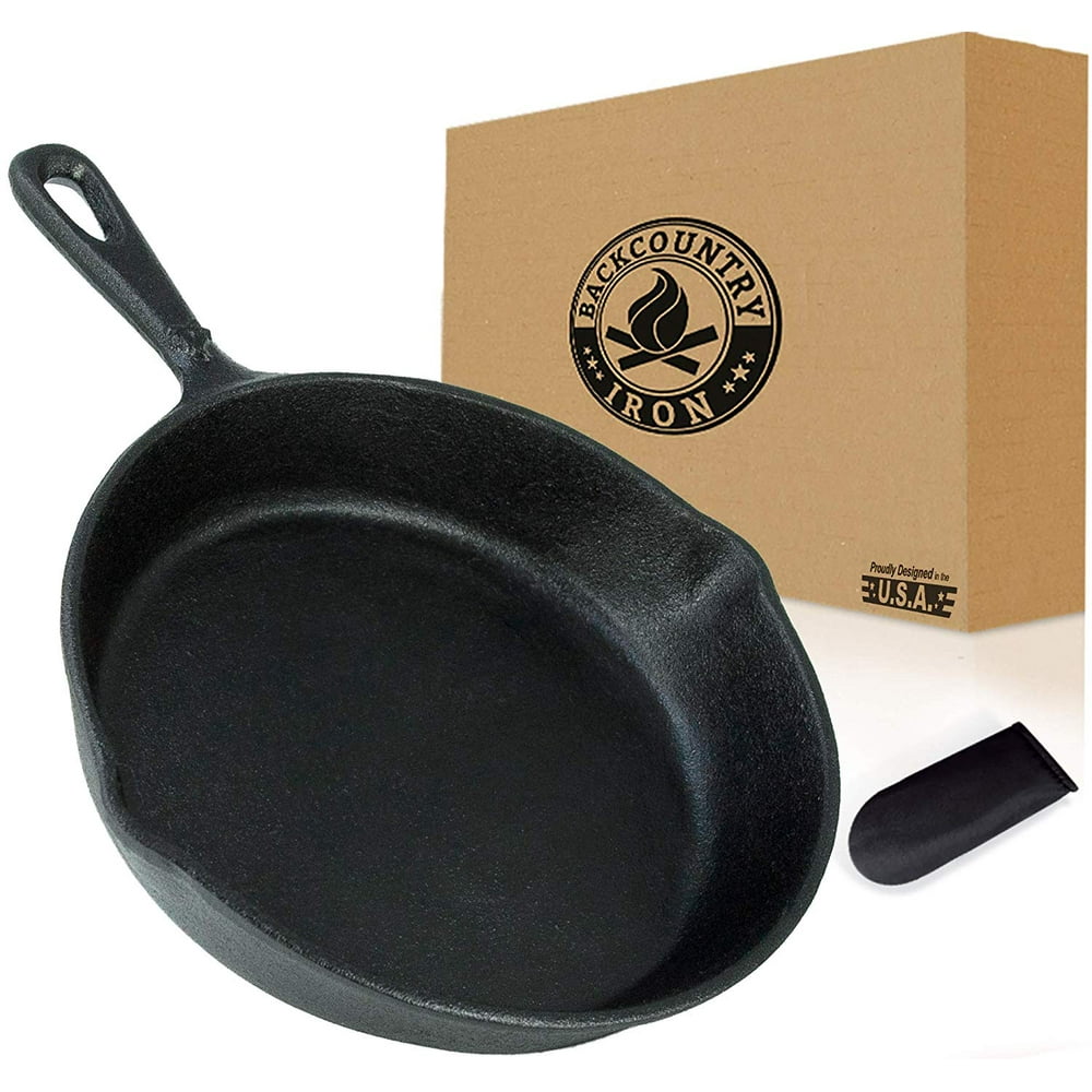 Backcountry Cast Iron Skillet (6 Inch Small Frying Pan + Cloth Handle