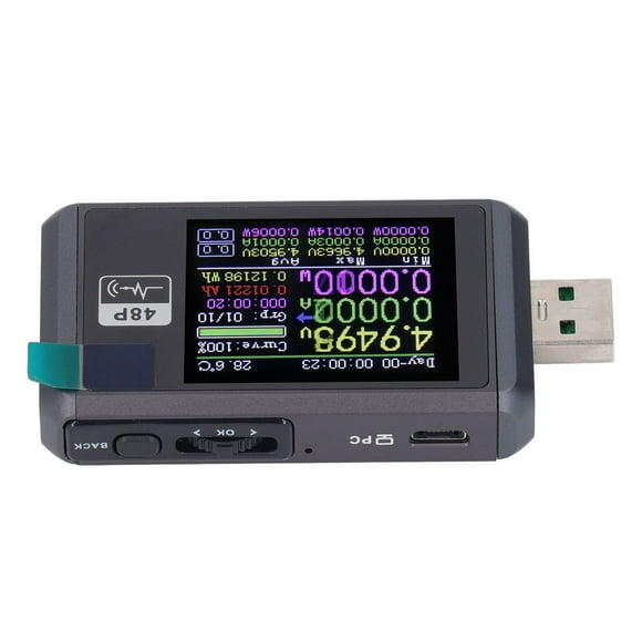 USB Multimeter, 6 Digits Display Multifunctional Tester Multi Port Compatibility Cable Resistance Test 1.77 inch TFT LCD for Electrical Application