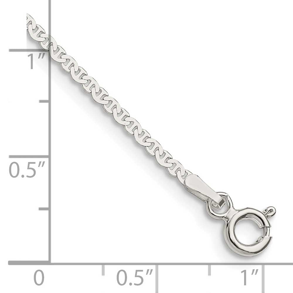 Finest Gold Sterling Silver 1.85 mm Flat Anchor Chain Anklet