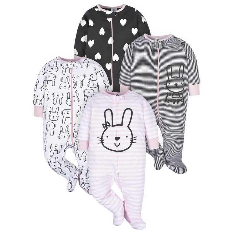 Gerber Baby Girl Sleep 'N Play Footed Pajamas 4-Pack photo 1